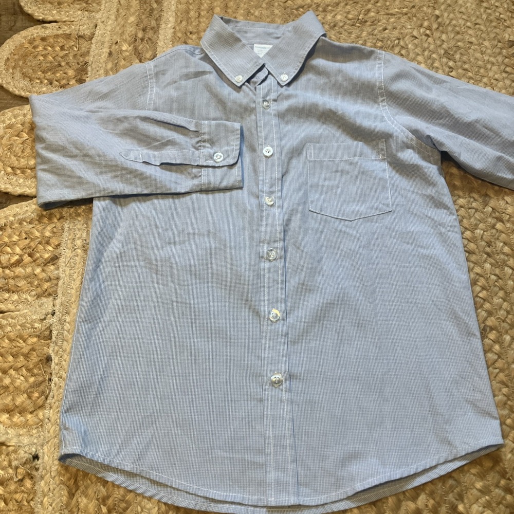 Boy's‎ Remember Nguyen Blue Check Button Down Shirt Size 7 Long Sleeve Read